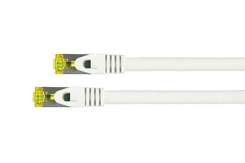 Python Series Ethernet LAN Patch Cable with RNS latch protection and Nylon Mesh white White 25 m