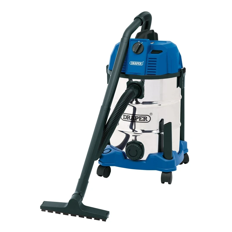 Draper 20523 Wet and Dry 1600W Vacuum Cleaner with 30 Litre Stainless Steel Tank , Blue