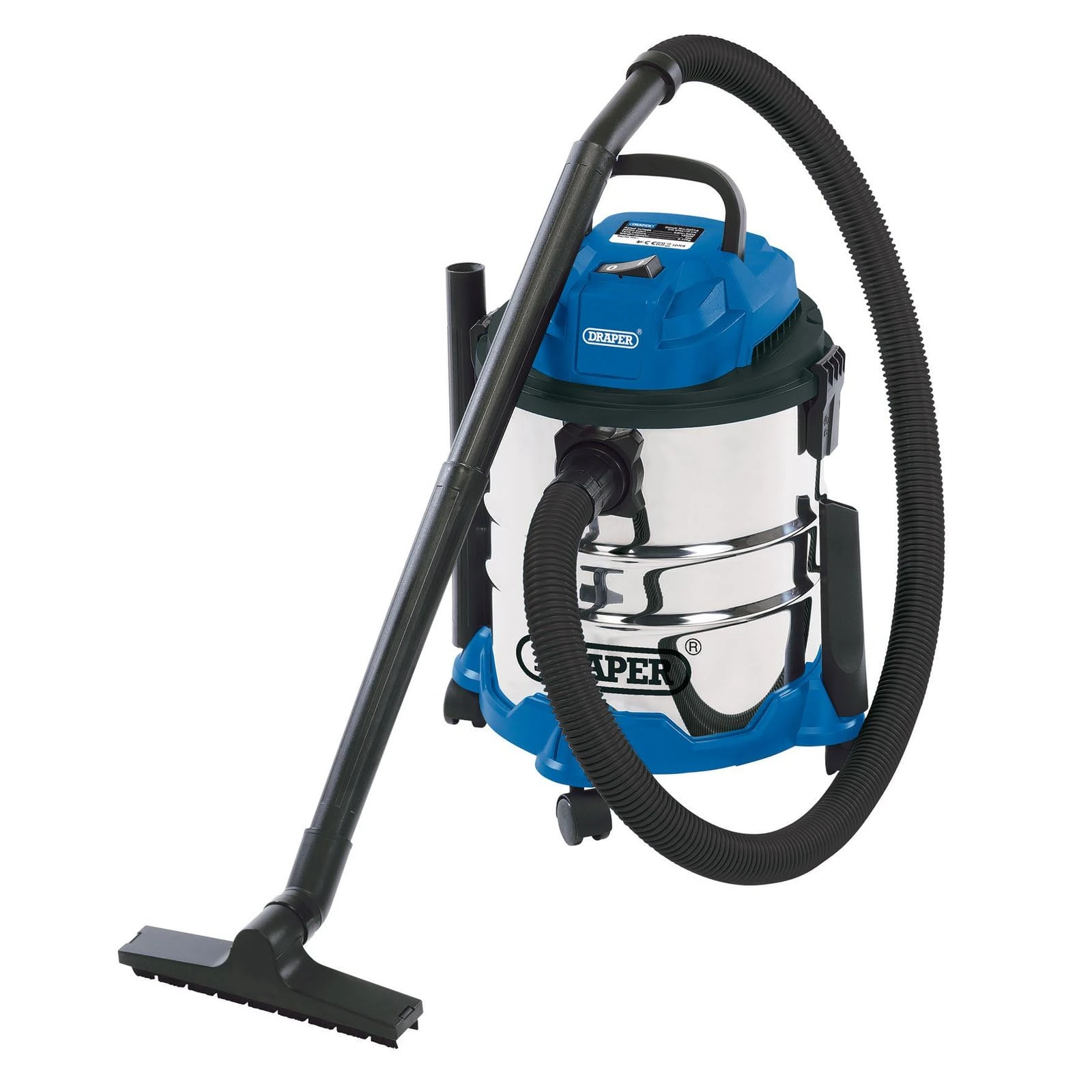 Draper 1250W 20 L Wet and Dry Vaccum Cleaner | 1.5m Flexible Hose and Acessories | 25 l/s Max Airflow | 15 kPa Vacuum Pressure | Home Car Carpet Cleaning | Professional Use | Outdoor | 20515