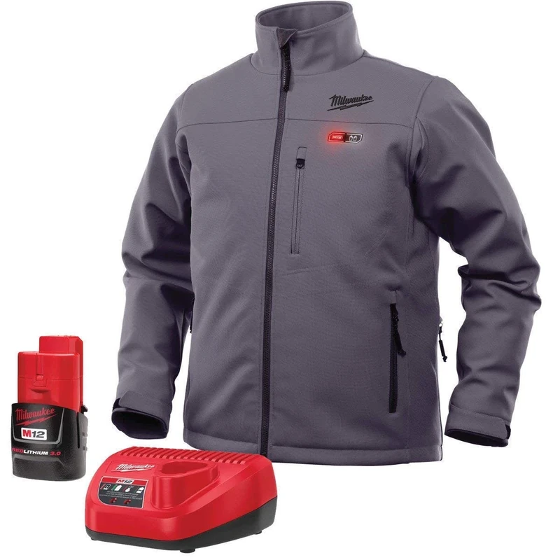 Milwaukee Jacket M12 12V Lithium-Ion Heated Front and Back Heat Zones Battery and Charger Included (Large, Gray)