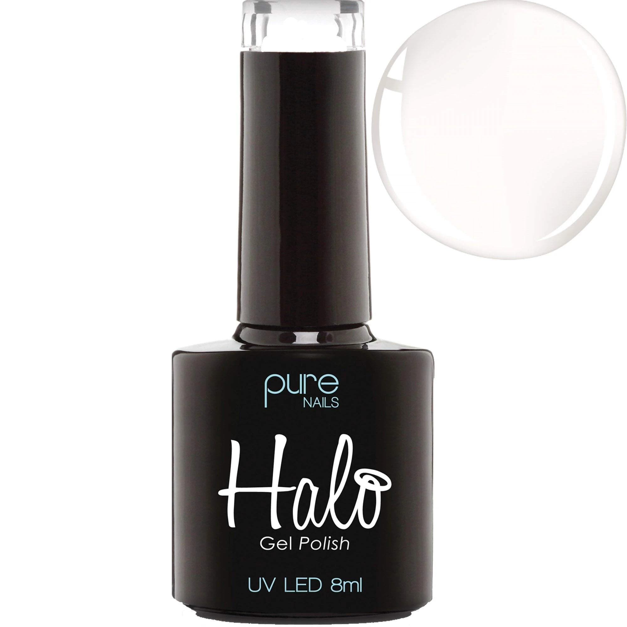 Halo Gel Polish 8ml - French White. UV/LED Gel Nail Polish, Long Lasting & Easy To Apply. Nail Art Colours For Manicure & Pedicure. Gel Polish For Professional & Home Use.