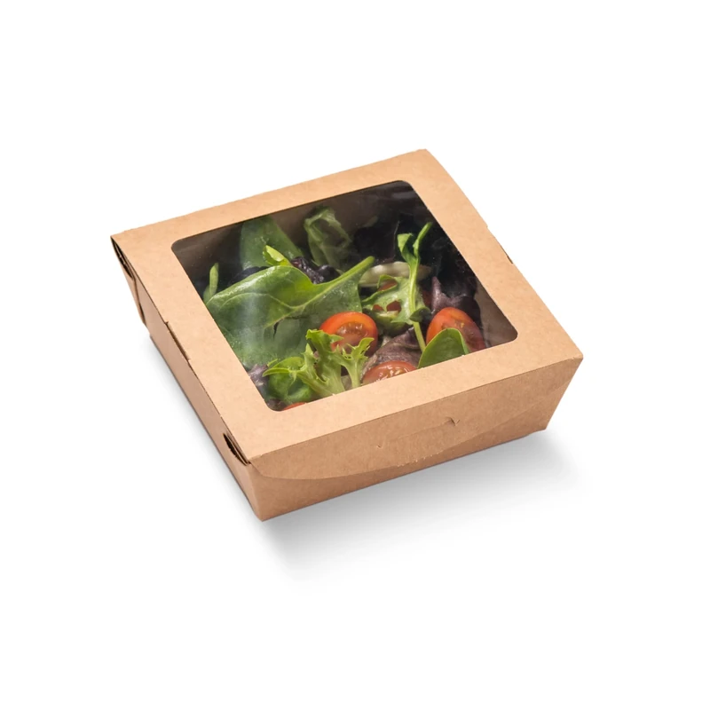 Vegware Compostable Medium Kraft Pasta Box with Window Case 300