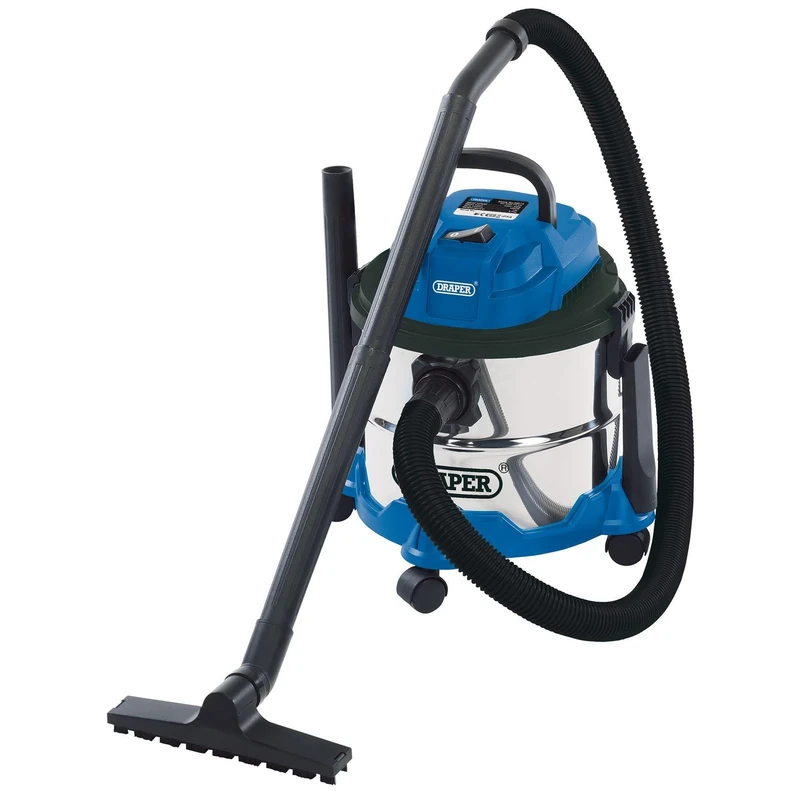 Draper 20514 Wet and Dry 1250W Vacuum Cleaner with 15 Litre Stainless Steel Tank , Blue