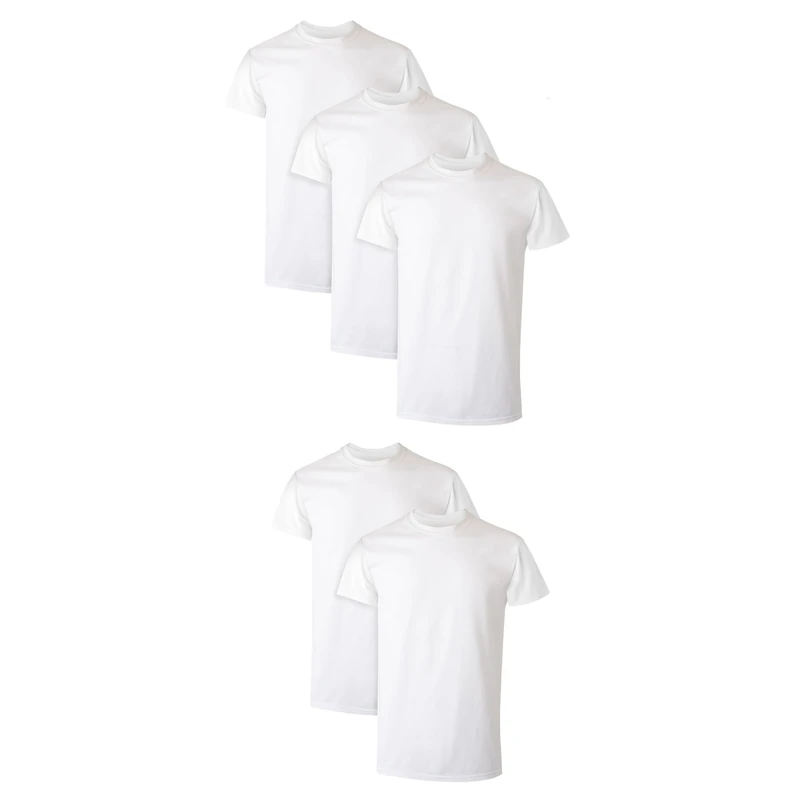 Hanes Men's Moisture-Wicking Crewneck Performance Undershirt, 5-Pack, White, XL (Pack of 5)