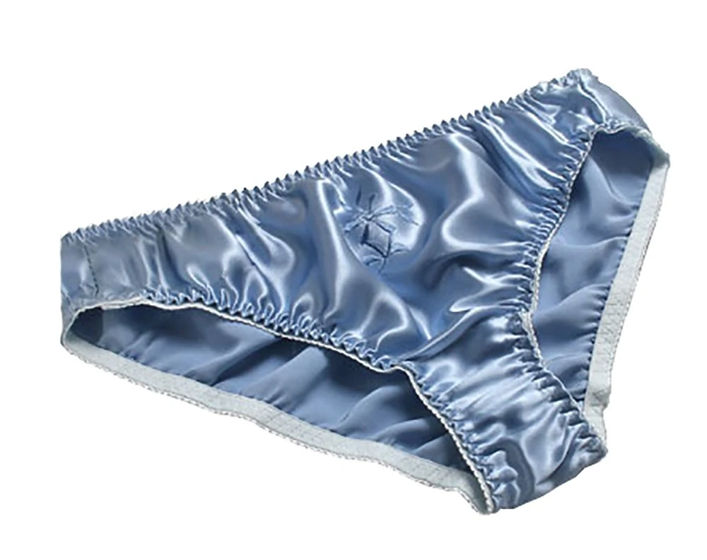 LSHARON SILK Women's Sexy 100% Mulberry Silk Briefs Lingerie Thong Underwear Panties (XL(Tag 3XL, Blue)