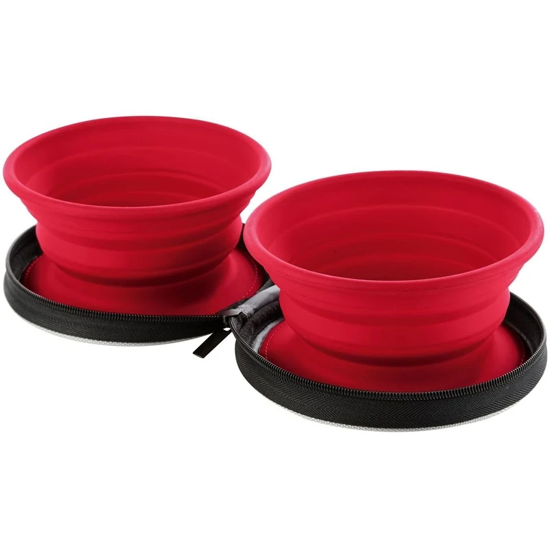 HUNTER Silicone Travel Bowl With Bag List, 750 ml, Red, Pack of 2