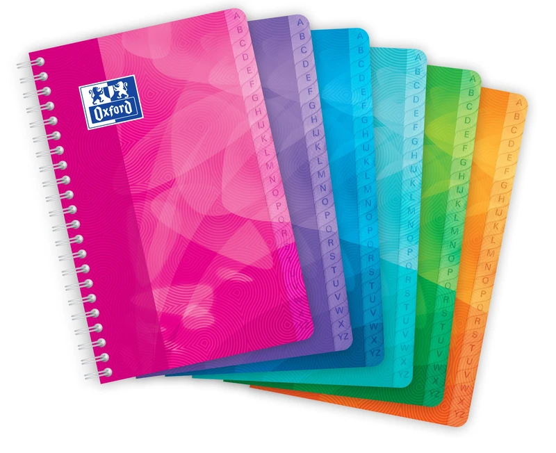 Oxford Lagoon – Pack of 10 Alphabetical Index with Spiral and Lid Plastic, 11 x 17 cm - Image 1