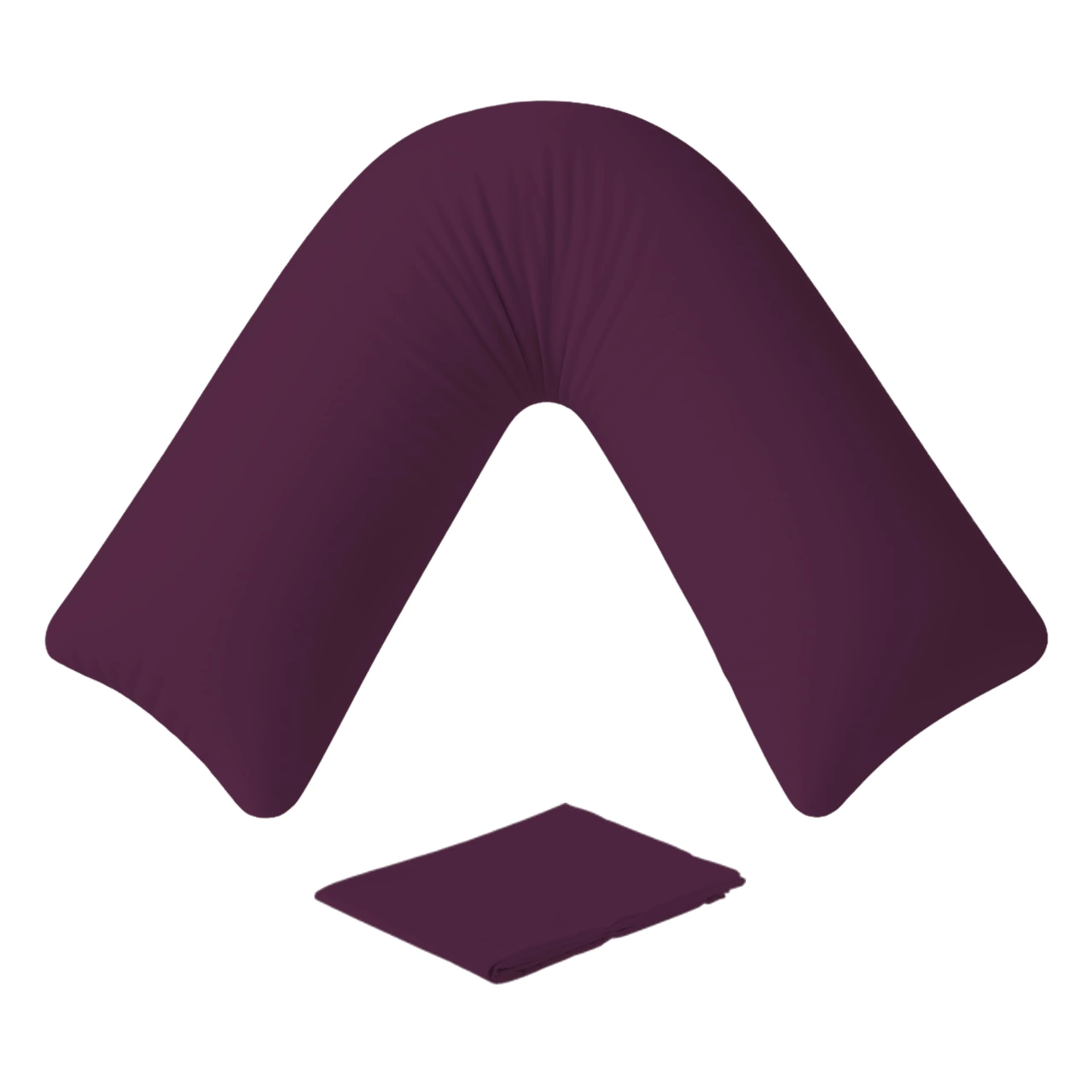 EGYPTO Orthopaedic V Pillow with pillowcase – Soft & Breathable – Anti-Allergy V Shaped Pillows for Neck & Back Support – Nursing, Pregnancy & Post Surgery Support Triangle Pillow (Aubergine)