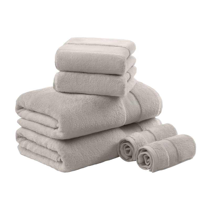 MADISON PARK SIGNATURE Turkish 100% Cotton 600Gsm Luxury Premium Thick Soft Abosorbant Hotel Bathroom Towel Set Shower Hand Face Washcloths, Assorted Sizes, Taupe 6 Piece - Image 1