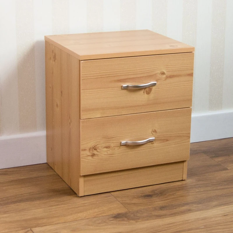 Vida Designs Riano Bedside Table with 2 Drawers Pine Storage Table - Image 1