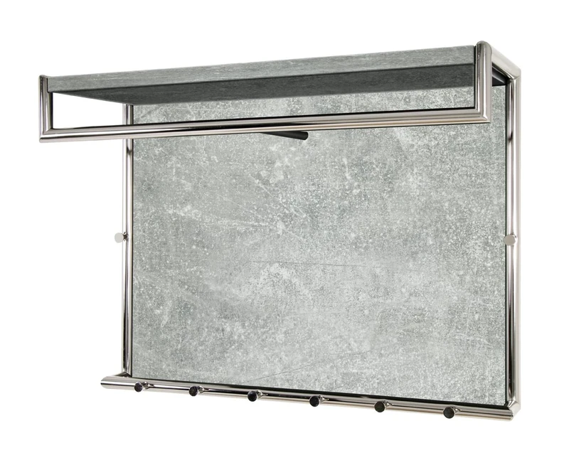 HAKU Möbel Wardrobe Concrete Optic, Chrome, Mdf, Metal - Size: W 80 cm X H 60 cm X D 30 cm, Style: Modern