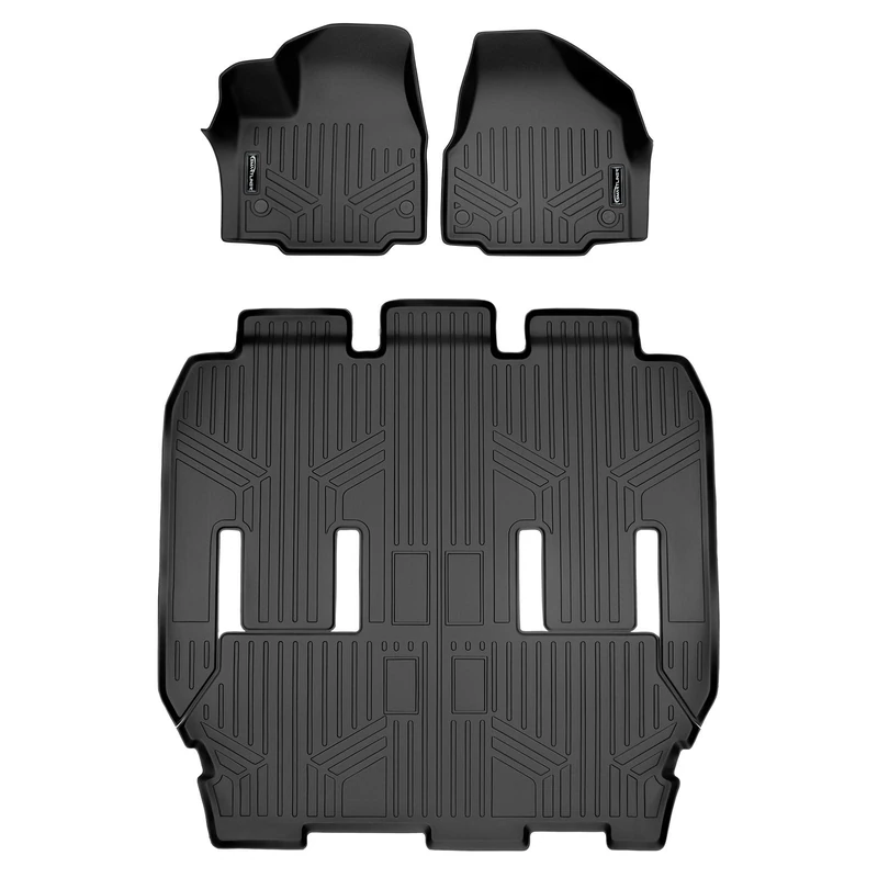 MAX LINER A0232/B0291 Floor Mats 3 Row Liner Set Black for 2017-2020 Chrysler Pacifica 7 or 8 Passenger Model (No Hybrid Models)