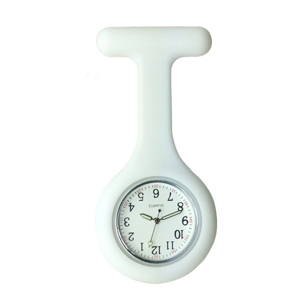 Fob Watch, Silicone Nurses Watch, Glow in Dark Design, Nurse Watch Brooch for Nurses, Doctor, Paramedics (White)