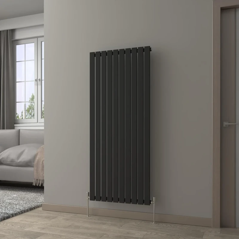 NRG Black Vertical 1600x680mm Single Flat Panel Radiator Central Heating for Bathroom/Kitchen/Living Room