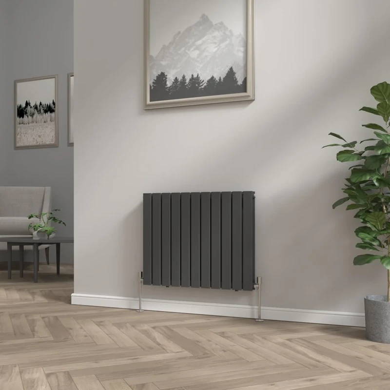 NRG 600x748 mm Black Column Designer Radiator Horizontal Double Flat Panel