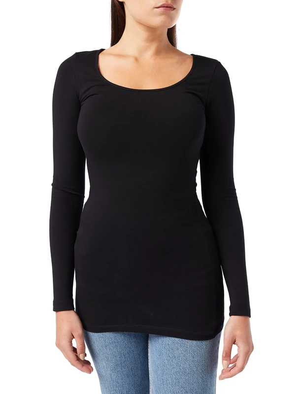 VERO MODA Women's VMMAXI My LS Soft Long U-Neck NOOS Long Sleeve Top, Black, XXL