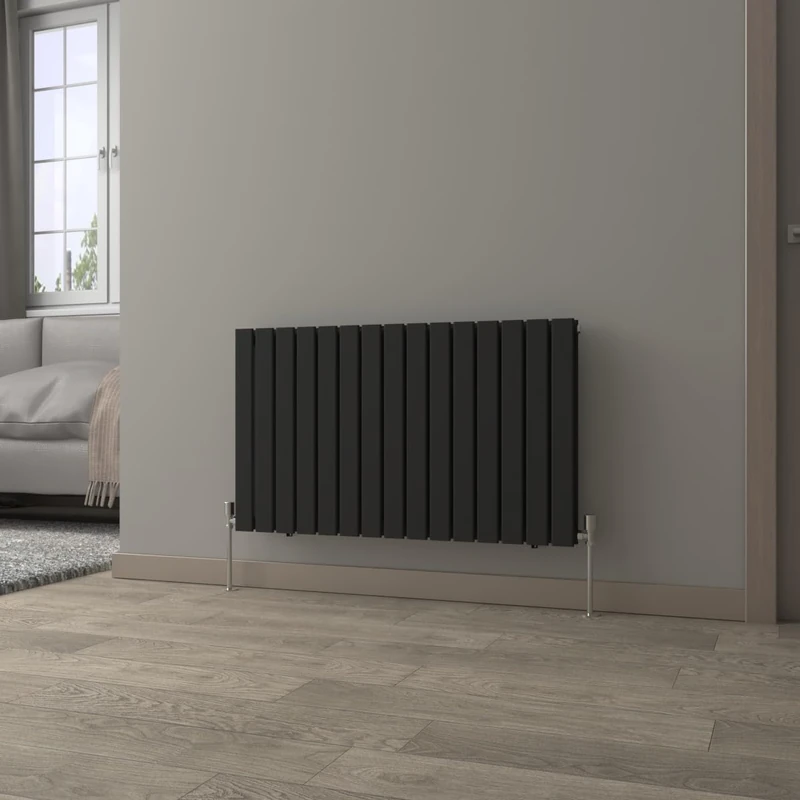 NRG Black Horizontal 600x1020mm Double Flat Panel Radiator Central Heating for Bathroom/Kitchen/Living Room