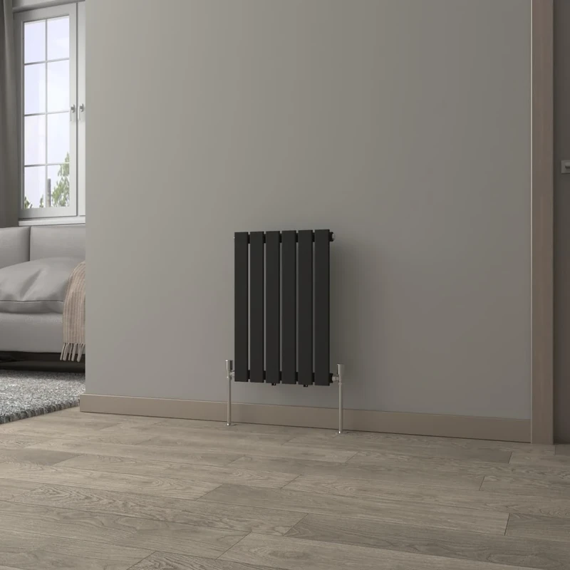 NRG Black Horizontal 600x408mm Single Flat Panel Radiator Central Heating for Bathroom/Kitchen/Living Room