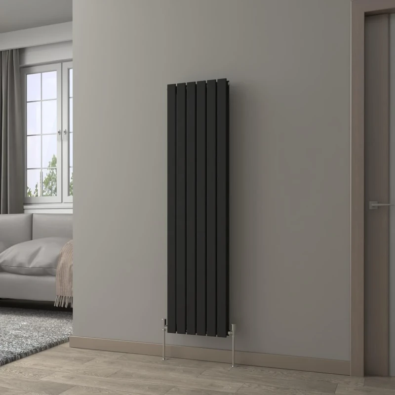 NRG Black Vertical 1600x408mm Double Flat Panel Radiator Central Heating for Bathroom/Kitchen/Living Room