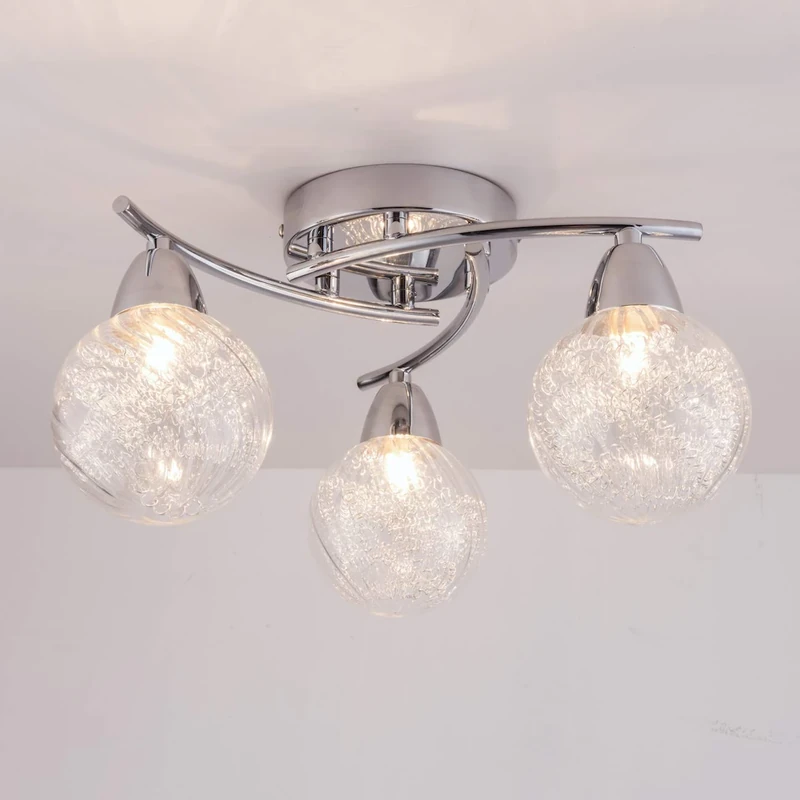 AUROLITE BOLLA 3xG9 LED Semi Flush Ceiling Light, Polished Chrome Finish, 12W, Ideal for Living Room, Bedroom, Kitchen, and Hallway, Straight, Natural White White 4000K