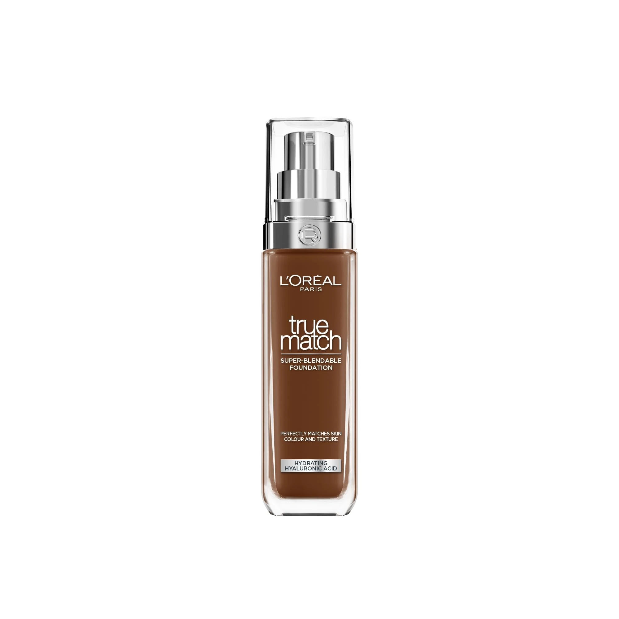 L'Oréal Paris Foundation for Face, Skincare Infused with Hyaluronic Acid, True Match Hydrating Liquid Foundation for All Skin Tones, SPF 16, 10N Cocoa, 30 ml