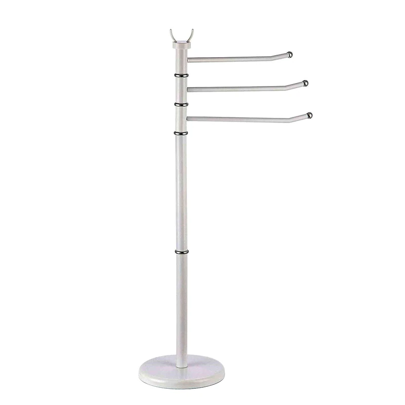 MSV 141761 Hand Towel Holder with 3 Rails in Plastic, White, 30 x 20 x 6 - Image 1