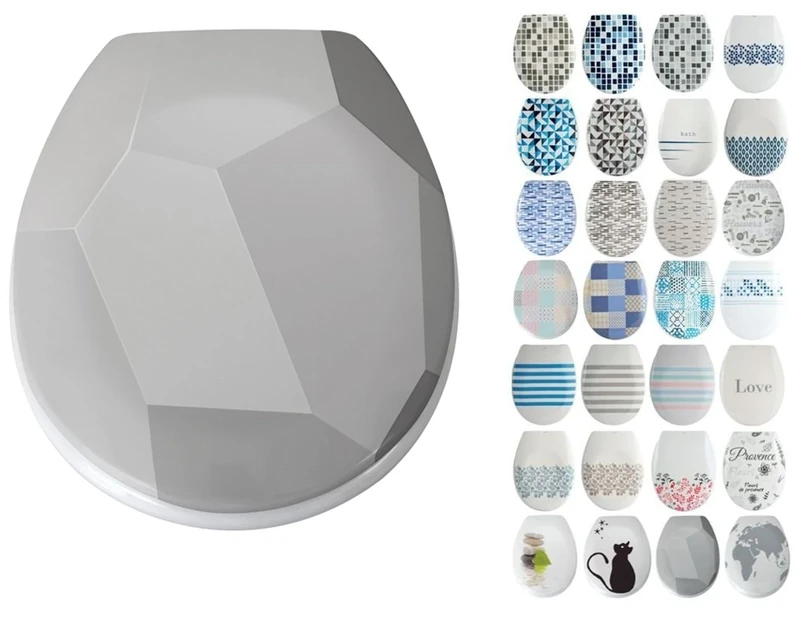 MSV Origami Designer Toilet Seat Soft-Close Mechanism Fast Fix Fastening with Push Button Attachment White