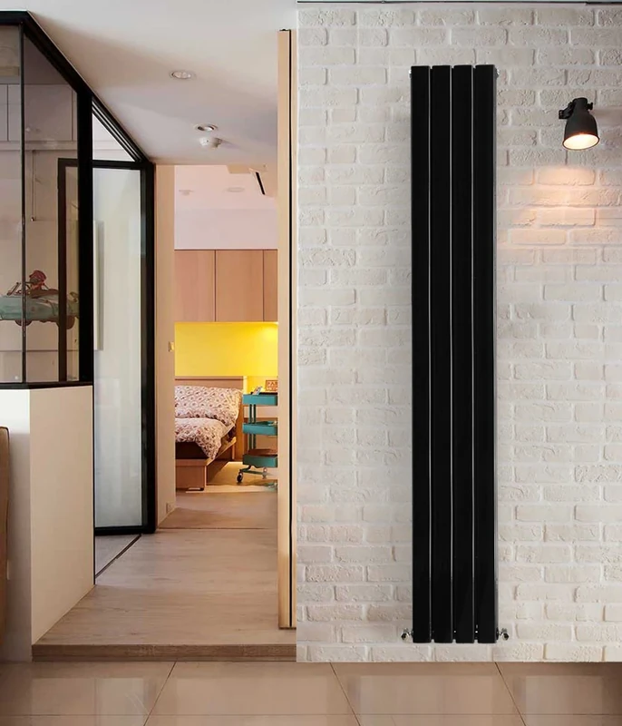 NRG Modern Vertical Flat Panel radiators | Black 1800 x 272 mm Double Column Designer Bathroom Radiator Heater