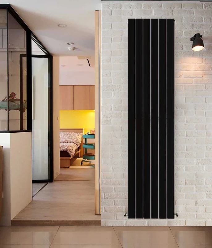 NRG Modern Vertical Flat Panel radiators | Black 1800 x 408 mm Double Column Designer Bathroom Radiator Heater