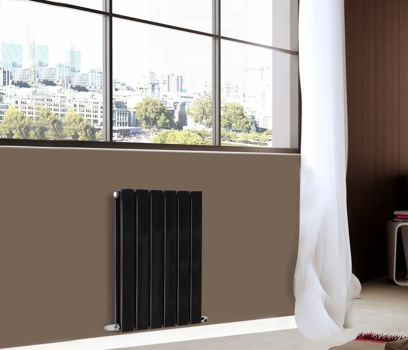 NRG Modern Horizontal Flat Panel radiators | Black 600 x 408 mm Double Column Designer Bathroom Radiator Heater