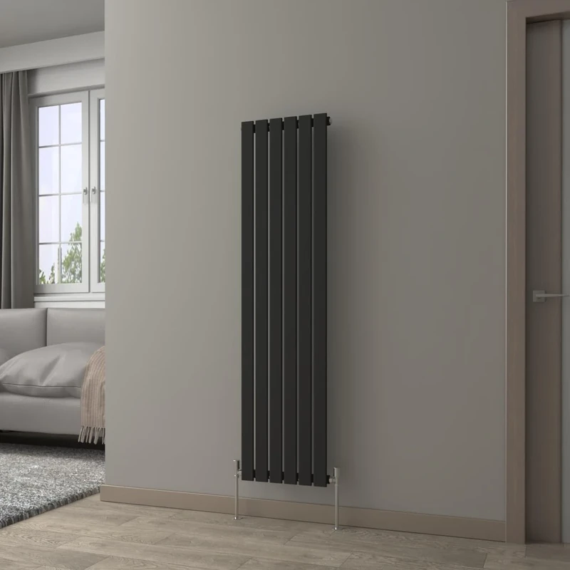NRG Black Vertical 1600x408mm Single Flat Panel Radiator Central Heating for Bathroom/Kitchen/Living Room