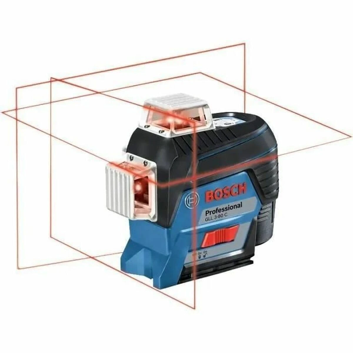 Bosch Professional 12V System Laser Level GLL 3-80 C (1x battery 12V, red laser, interior, w/app function, mount, working range: 30m, in L-BOXX)