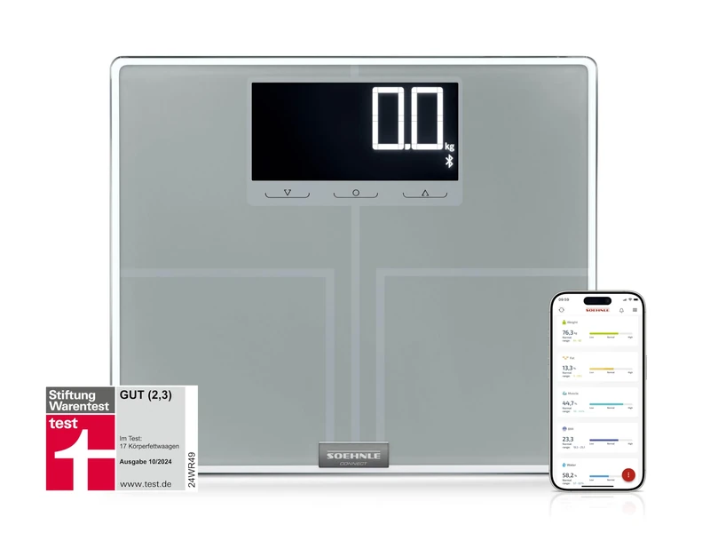 Connect Body Analysis Scale Shape Sense Connect 200 with Bluetooth® Scales for Body Weight, Bluetooth Scale Connects to Soehnle App, Premium Body Analysis BIA Bathroom Scale with XXL Size and Display,