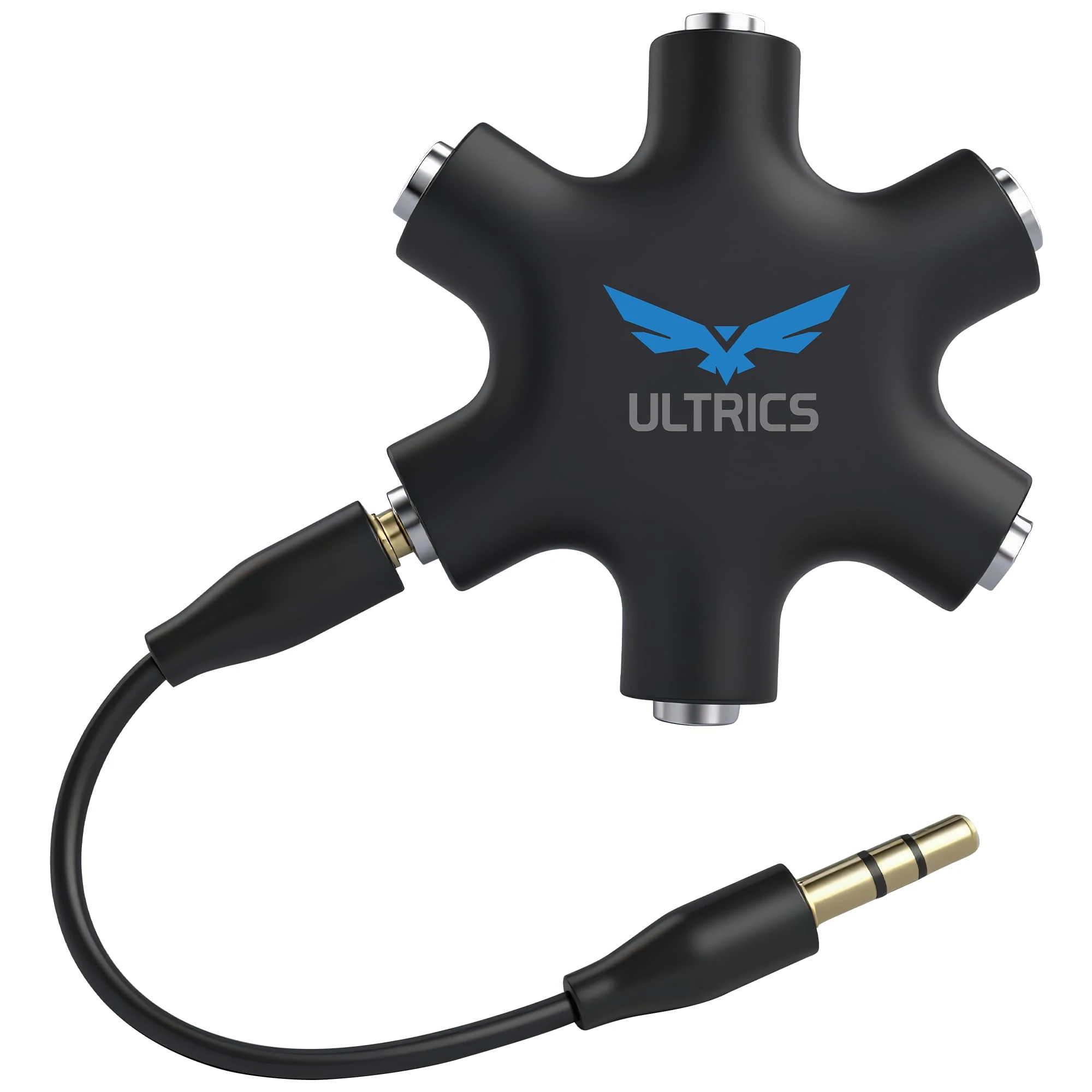ULTRICS Headphone Splitter, 3.5mm Male to Female Multi Earphone Audio Splitter, 5 Ports Stereo Headset Adapter Compatible with iPhone Smartphone Tablet Laptop PC PS4 Xbox MP3 Player Speaker – Black
