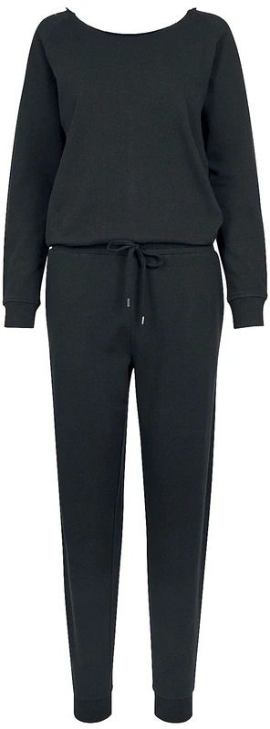 Urban Classics Women's Long-Sleeved Terry Jumpsuit, Black (Black 00007), XL
