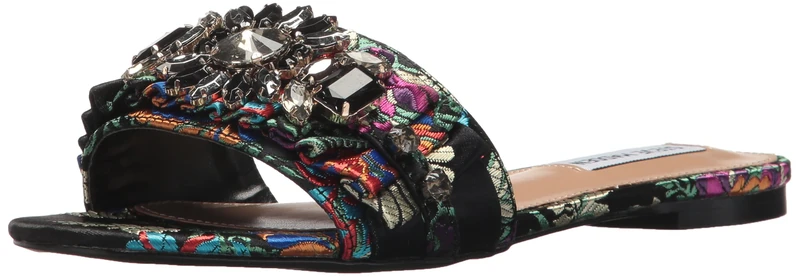Steve Madden Women's Pomona Slide Sandal, Black/Multi, 4 UK