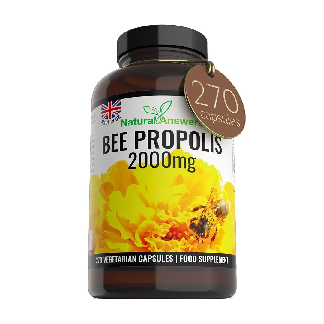 Natural Answers Pure Bee Propolis 2000mg – 270 Capsules 135 Servings - 100% Suitable for Vegetarians Bees Propoli