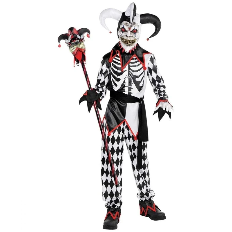 (PKT) (9902439) Child Boys Sinister Jester Boy Costume (8-10yr)