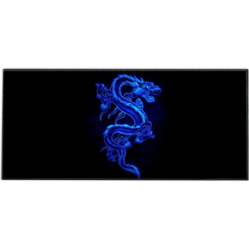 Silent Monsters Mouse Mat Size XX Large 35 x 16 inches / 90 x 40 cm, Red Dragon, Stitched Edges, washable & rollable Mouse Pad, Gaming Home Office Mousemat, Mousepad non-slip & quiet, Desk Mat XXL