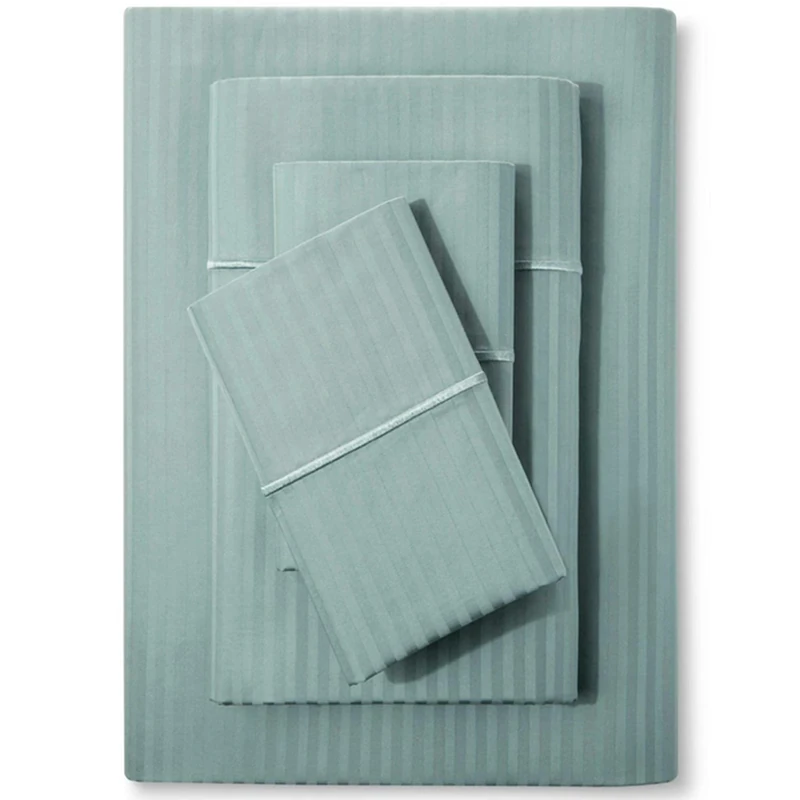 Feather & Stitch King Size Sheets 4 Piece 100% Cotton 500 Thread Count Soft Bedding Luxury Hotel Sheets with Deep Pocket Sung fit with Premium Boxer Elastic (Granite Green)