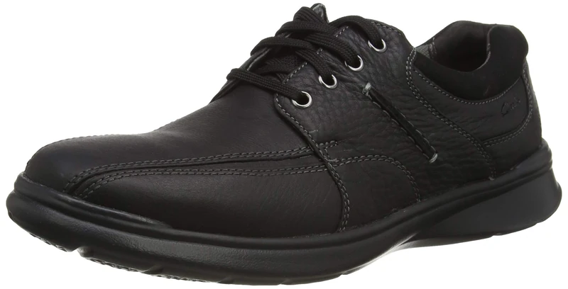 Clarks Men's Cotrell Walk Oxford Flat, Black Oily Lea, 7 UK