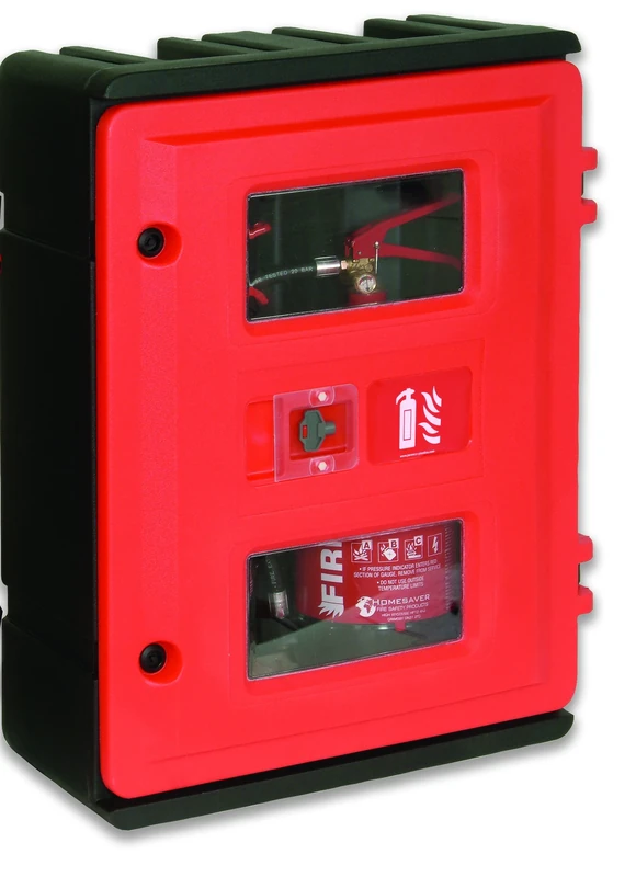 Jonesco HS72K Double Extinguisher Cabinet with Key Lock, 2 kg x 6/9 kg, Red - Image 1