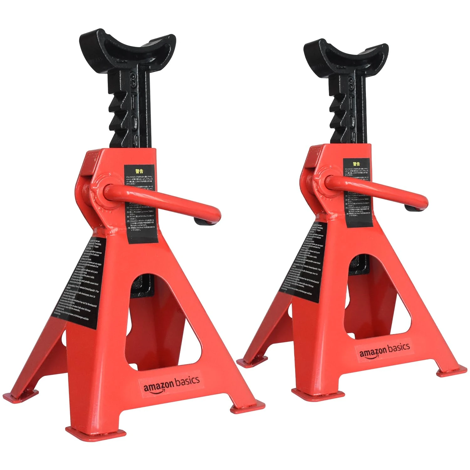 Amazon Basics Steel Jack Stands, 3 Ton (2.7 metric Ton) Capacity - 1 Pair, Black and Red