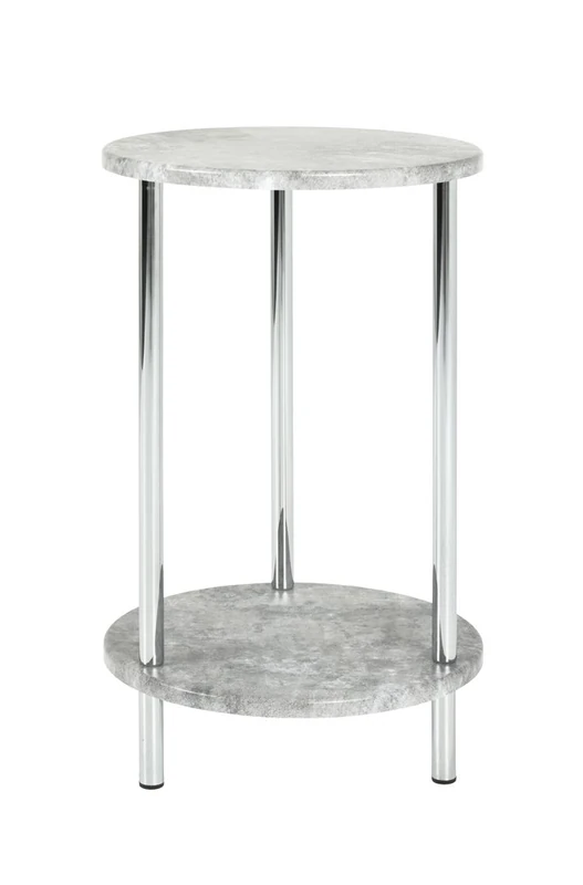 HAKU End Table Concrete Optic, Chrome, Mdf, Metal - Dim.: H 50 cm X Ø 30 cm, Style: Modern - Image 1
