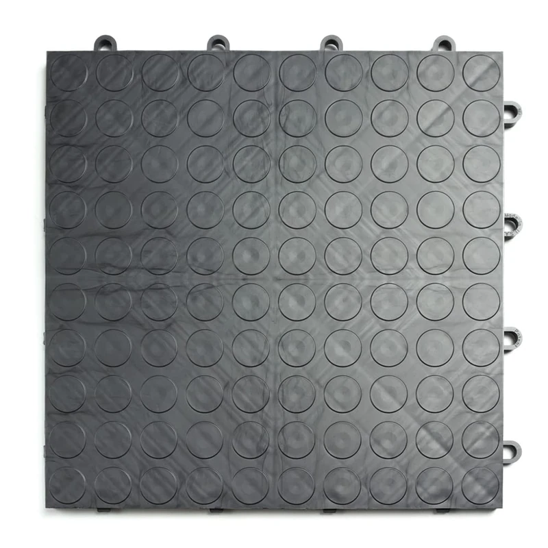 Big Floors GarageDeck Coin Pattern, Durable Copolymer Interlocking Modular Non-Slip Garage Floor Tile (Graphite, 24 Pieces 12 x 12 Inch Tiles)