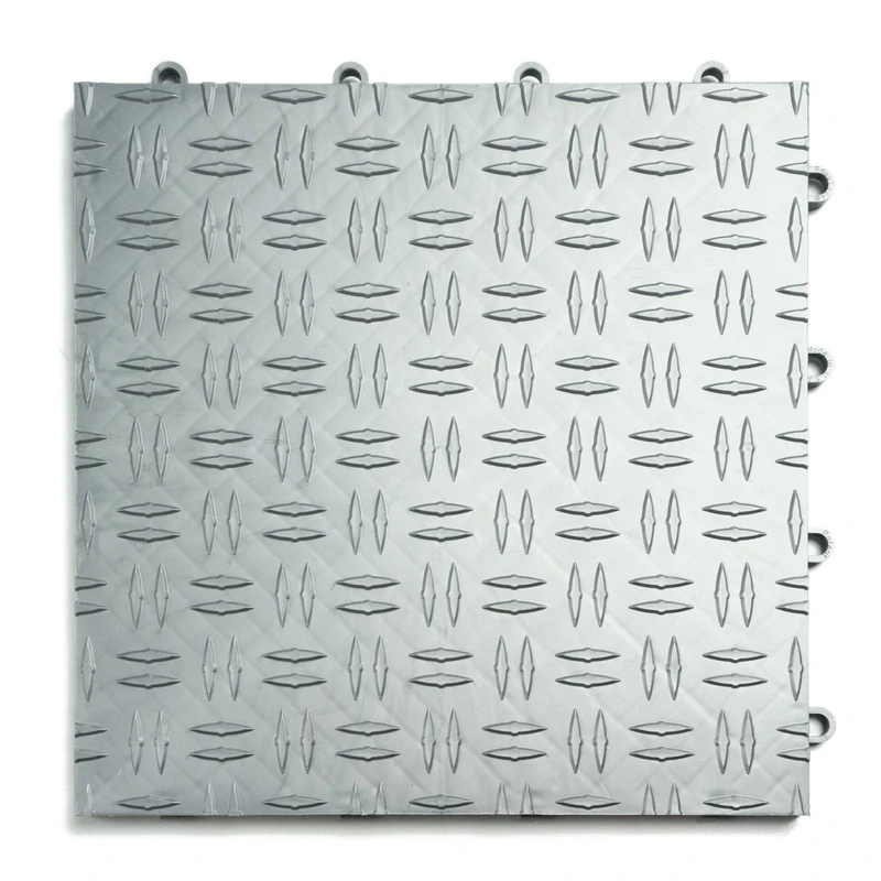 Big Floors GarageTrac Diamond, Interlocking Non-Slip Garage Flooring Tile, Durable, Modular, Heavy-Duty Copolymer, Easy Install (Alloy, 24 Pack of 12 x 12" Tiles)