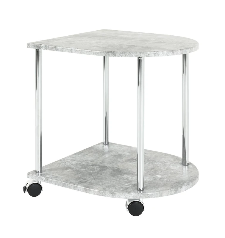 HAKU Möbel Trolley Concrete Optic, Chrome, Mdf, Metal - Size: W 42 cm X H 45 cm X D 40 cm, Style: Modern