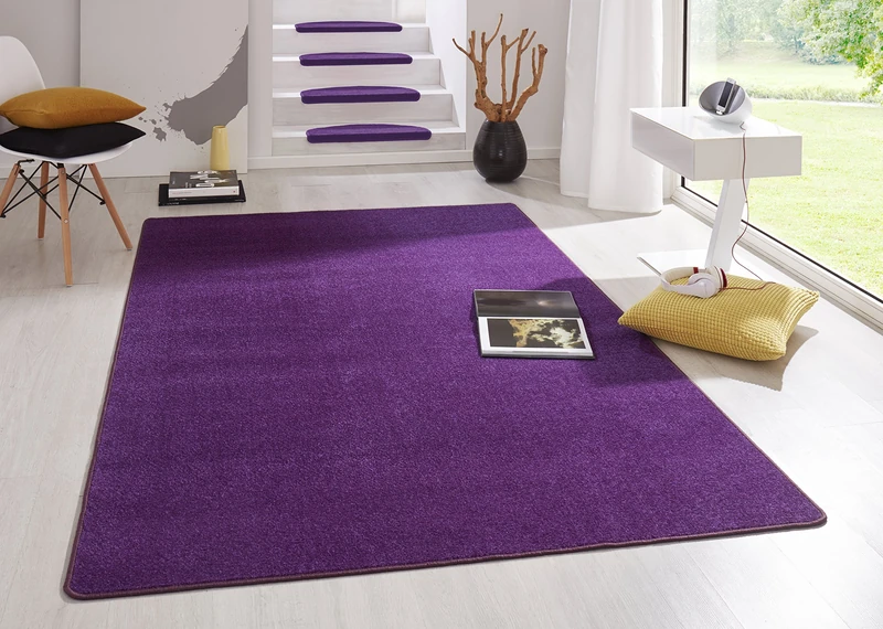Hanse Home Indoor Rug Fancy - Purple, 80 x 150 cm Modern Plain Velour Rug for Hallway, Bedroom, Kitchen, Living Room