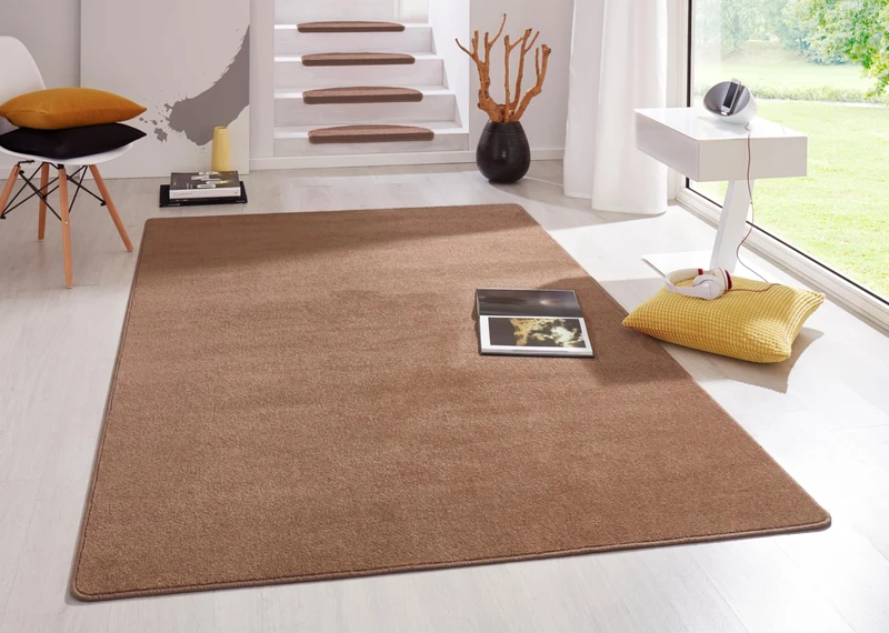Hanse Home Indoor Rug Fancy - Living Room Rug Plain Modern Velour Rug for Dining Room, Living Room, Children's Room, Hallway, Bedroom, Kitchen - Brown, 160 x 240 cm - Image 1