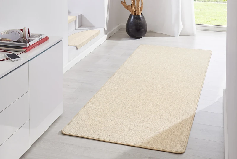 Hanse Home Indoor Rug Fancy - Living Room Rug Plain Modern Velour Rug for Dining Room, Living Room, Children's Room, Hallway, Bedroom, Kitchen - Beige, 80 x 300 cm